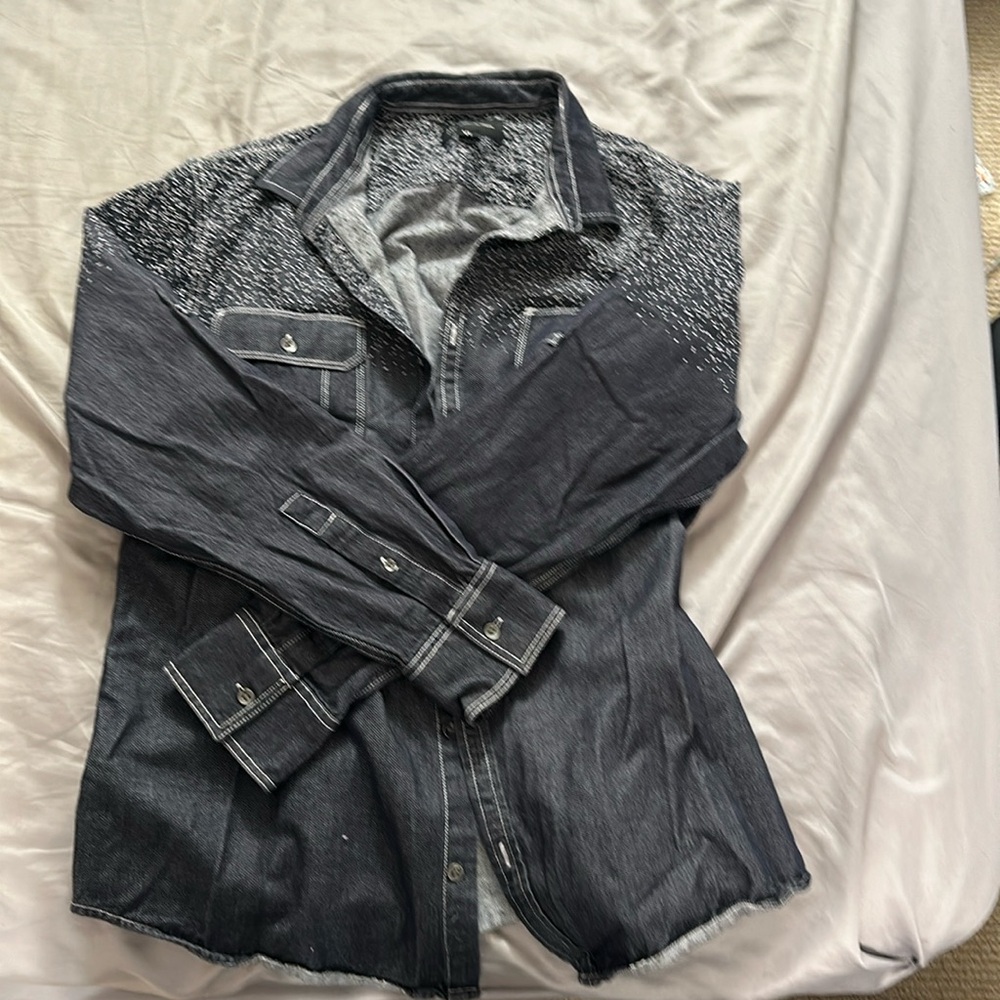 INC- International Concepts Dark Denim Shirt, Cowboy